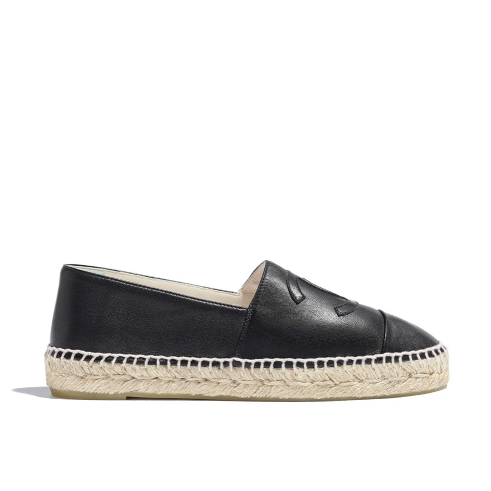 Black Chanel Lambskin Espadrilles